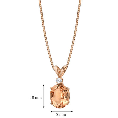 Morganite and Diamond Pendant Necklace 14K Rose Gold 2.50 Carats Oval