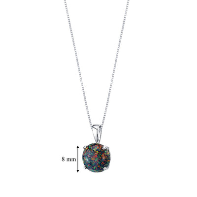 14 Karat White Gold Created Black Opal Solitaire Pendant P9900-dimensions