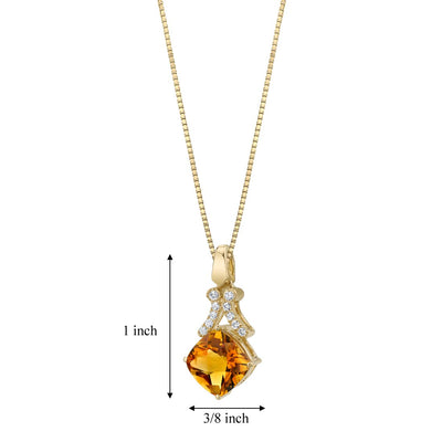 Citrine 14K Yellow Gold Cushion-Cut Swivel Pendant Necklace 2.75 Carats