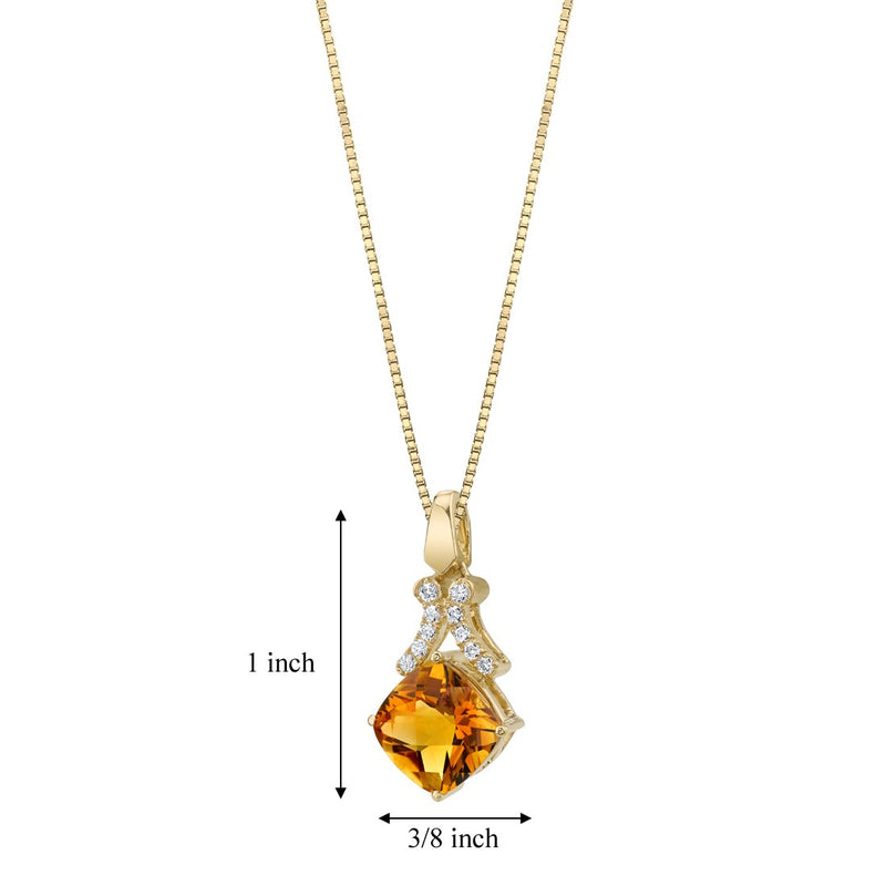 Citrine 14K Yellow Gold Cushion-Cut Swivel Pendant Necklace 2.75 Carats