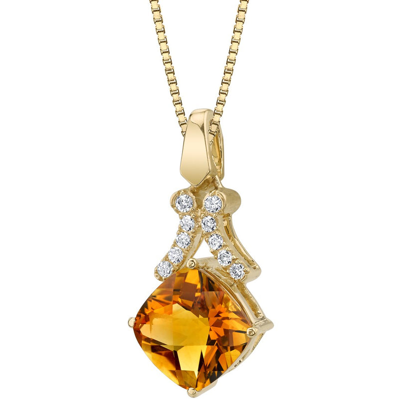 Citrine 14K Yellow Gold Cushion-Cut Swivel Pendant Necklace 2.75 Carats