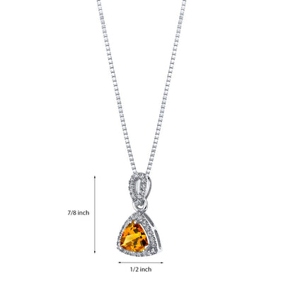 Citrine Halo Pendant Necklace in 14k White Gold 1.50 Carats Trillion-Cut