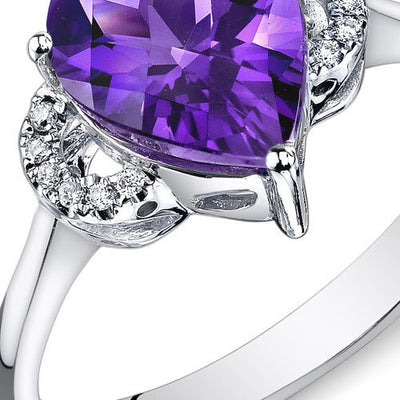 Amethyst Ring 14 Karat White Gold Pear Shape 2 Carats