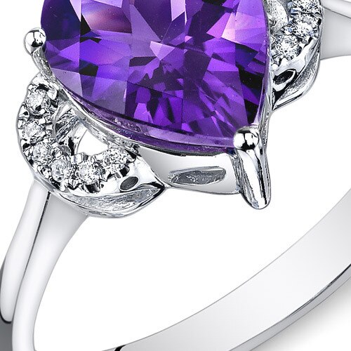 Amethyst Ring 14 Karat White Gold Pear Shape 2 Carats