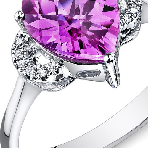 Pink Sapphire Ring 14 Karat White Gold Pear Shape 3 Carats