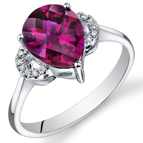 Ruby Ring 14 Karat White Gold Pear Shape 3.25 Carats