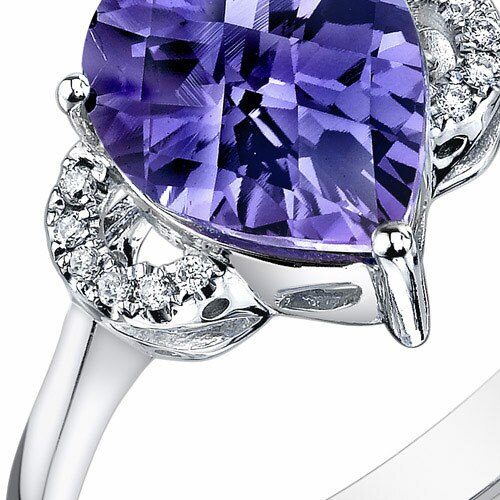 Alexandrite Ring 14 Karat White Gold Pear Shape 3 Carats