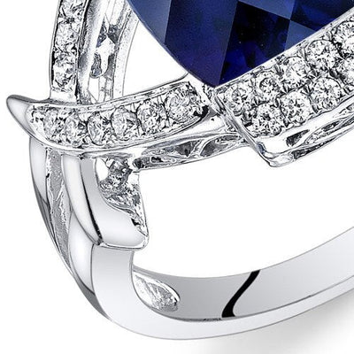 Blue Sapphire Ring 14 Karat White Gold Cushion Shape 5.75 Carat