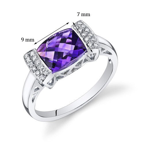 Amethyst Ring 14 Karat White Gold Cushion Shape 1.75 Carats