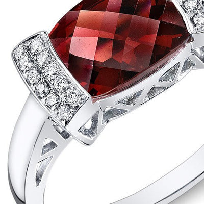 Garnet Ring 14 Karat White Gold Cushion Shape 2.65 Carats