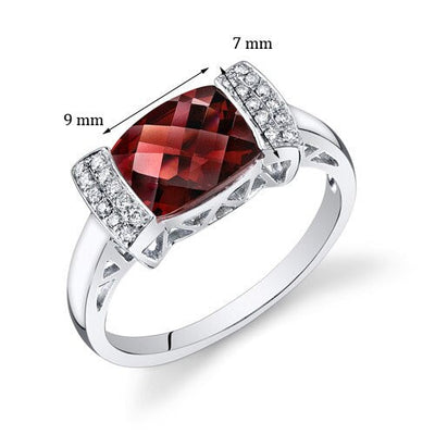 Garnet Ring 14 Karat White Gold Cushion Shape 2.65 Carats