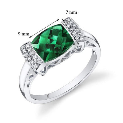 Emerald Ring 14 Karat White Gold Cushion Shape 1.75 Carats