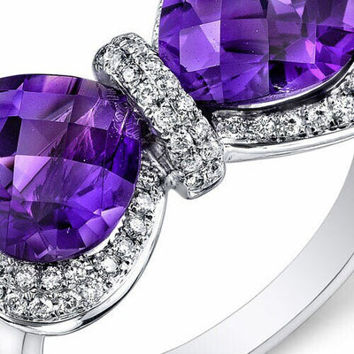 Amethyst Ring 14 Karat White Gold Heart Shape 4.35 Carats