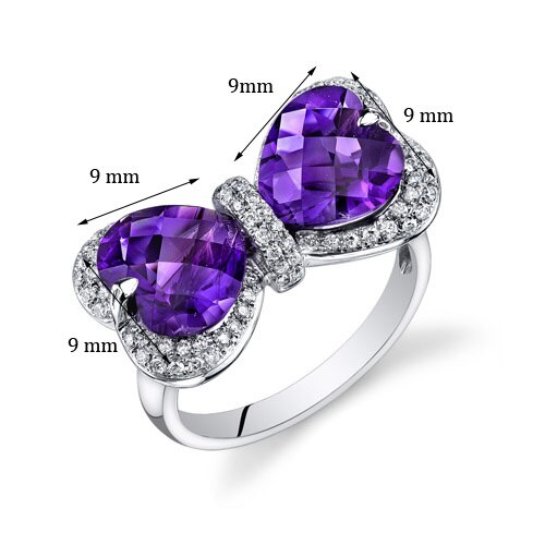 Amethyst Ring 14 Karat White Gold Heart Shape 4.35 Carats