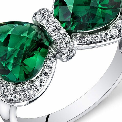 Emerald Ring 14 Karat White Gold Heart Shape 4.7 Carats