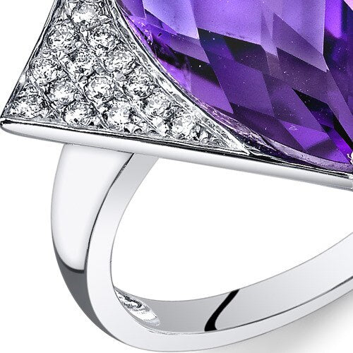 Amethyst Ring 14 Karat White Gold Marquise Shape 4.5 Carats