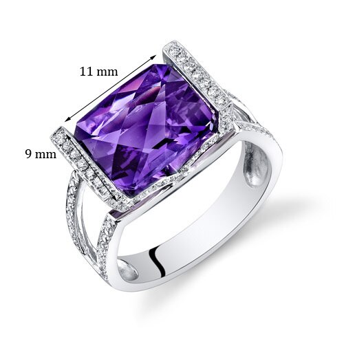 Amethyst Ring 14 Karat White Gold Emerald Shape 4.25 Carats