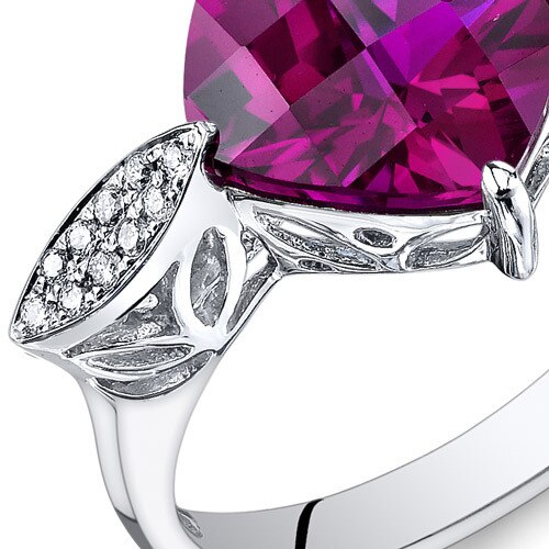 Ruby Ring 14 Karat White Gold Cushion Shape 4.25 Carats