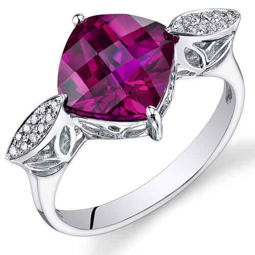 Ruby Ring 14 Karat White Gold Cushion Shape 4.25 Carats