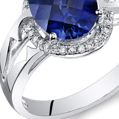 Blue Sapphire Ring 14 Karat White Gold Oval Shape 3.75 Carats