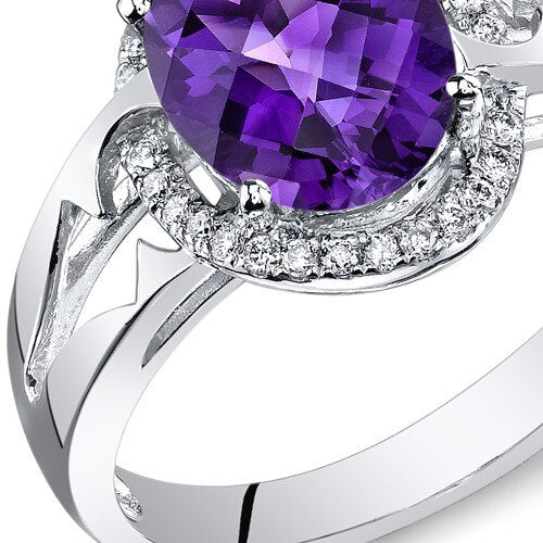 Amethyst Ring 14 Karat White Gold Oval Shape 2.4 Carats