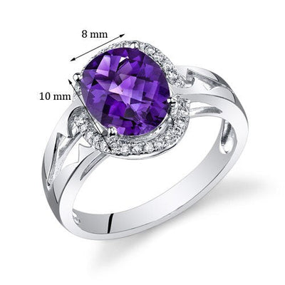 Amethyst Ring 14 Karat White Gold Oval Shape 2.4 Carats