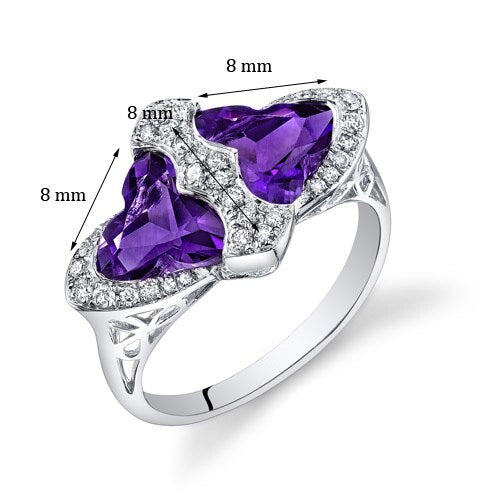 Amethyst Ring 14 Karat White Gold Tripetal Shape 3.15 Carats