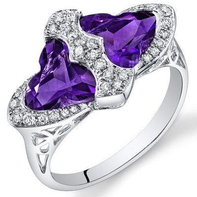 Amethyst Ring 14 Karat White Gold Tripetal Shape 3.15 Carats