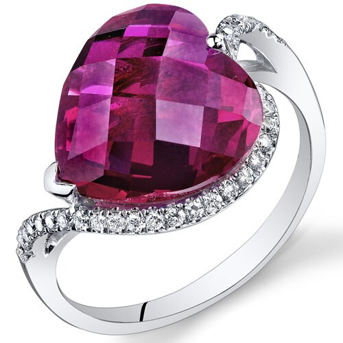 Ruby Ring 14 Karat White Gold Heart Shape 9.1 Carats