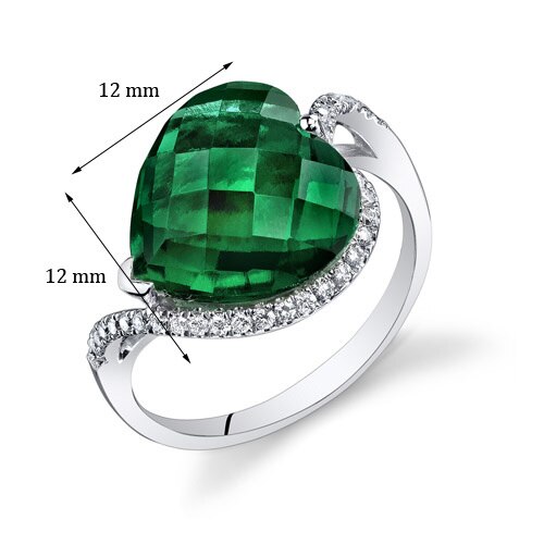 Emerald Ring 14 Karat White Gold Heart Shape 5.75 Carats