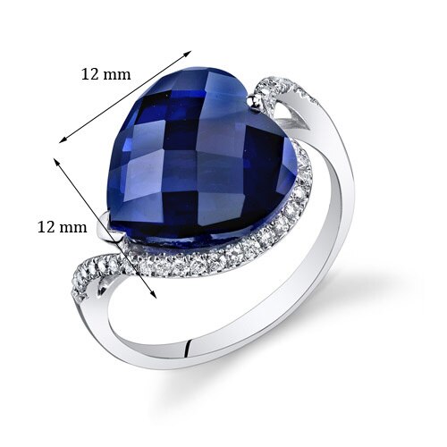 Blue Sapphire Ring 14 Karat White Gold Heart Shape 8.5 Carats