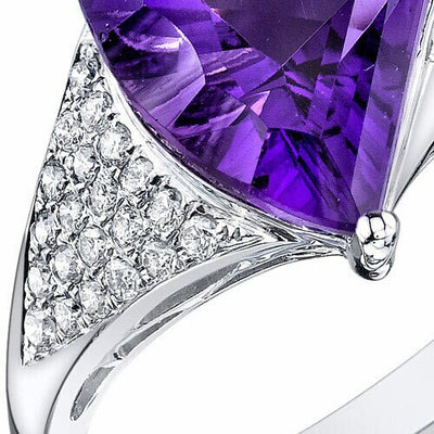 Amethyst Ring 14 Karat White Gold Fan Cut 3.3 Carats