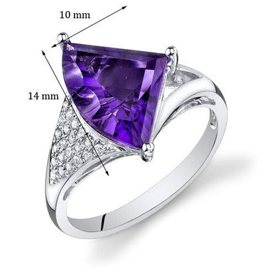 Amethyst Ring 14 Karat White Gold Fan Cut 3.3 Carats