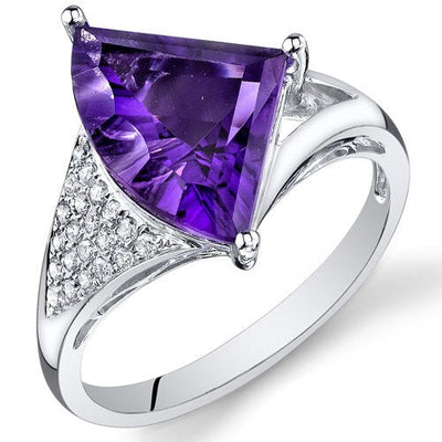 Amethyst Ring 14 Karat White Gold Fan Cut 3.3 Carats