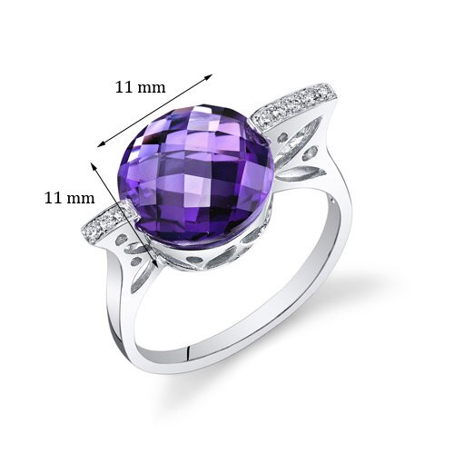 Amethyst Ring 14 Karat White Gold Round Shape 4.6 Carats