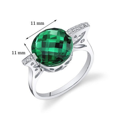 Emerald Ring 14 Karat White Gold Round Shape 4.3 Carats