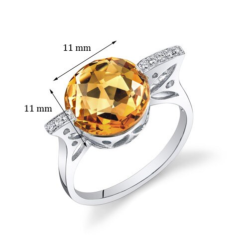 Citrine Ring 14 Karat White Gold Round Shape 4.9 Carats