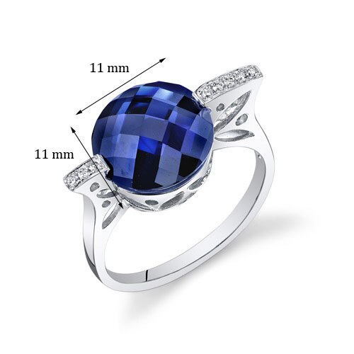 Blue Sapphire Ring 14 Karat White Gold Round Shape 6.5 Carats