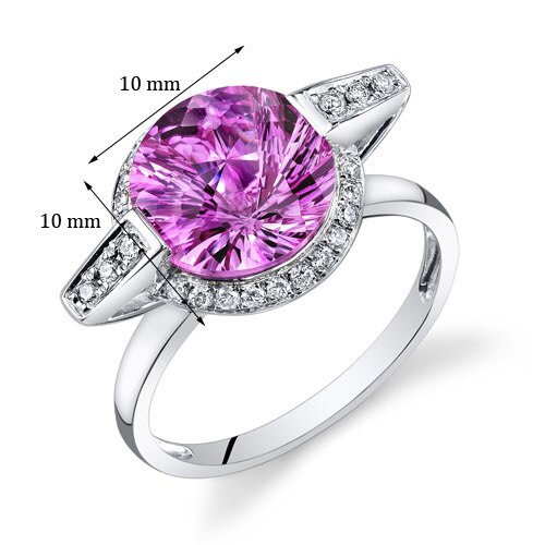 Pink Sapphire Ring 14 Karat White Gold Round Shape 4.9 Carats