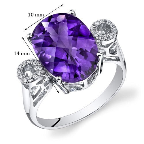 PEORA 14K White Gold Oval Amethyst Diamond Ring (4.8 cttw)