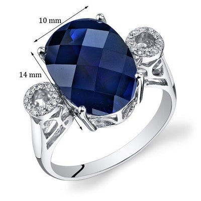 Blue Sapphire Ring 14 Karat White Gold Oval Shape 8.5 Carats