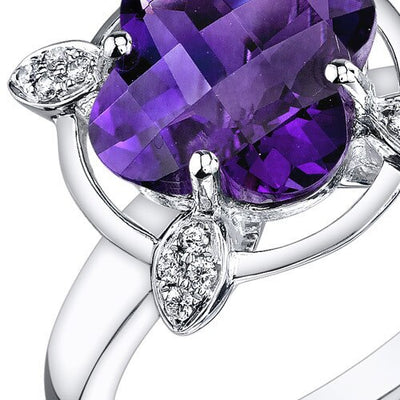 Amethyst Ring 14 Karat White Gold Lily Cut 2.85 Carats