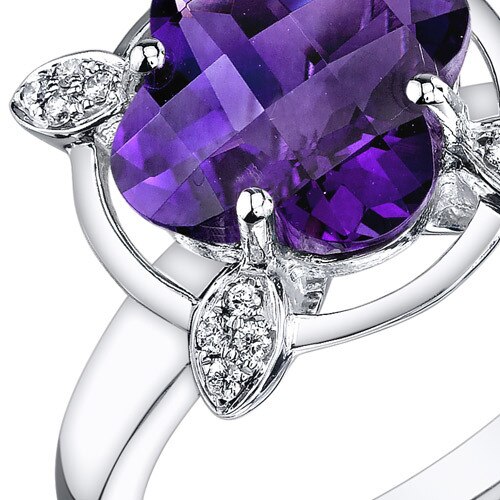 Amethyst Ring 14 Karat White Gold Lily Cut 2.85 Carats