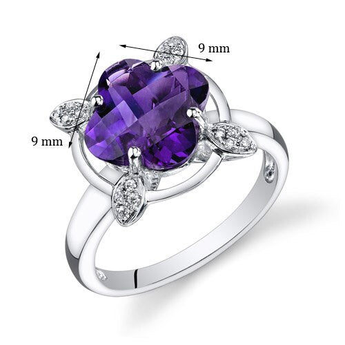 Amethyst Ring 14 Karat White Gold Lily Cut 2.85 Carats