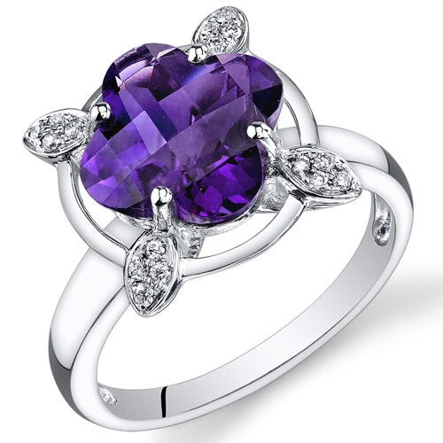 Amethyst Ring 14 Karat White Gold Lily Cut 2.85 Carats