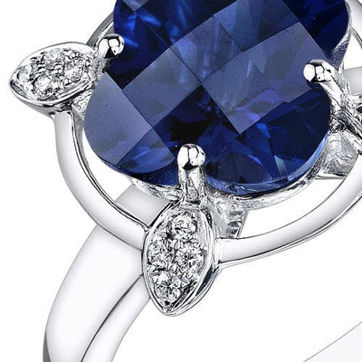 Blue Sapphire Ring 14 Karat White Gold Lily Cut 4.25 Carat