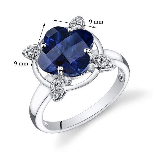 Blue Sapphire Ring 14 Karat White Gold Lily Cut 4.25 Carat