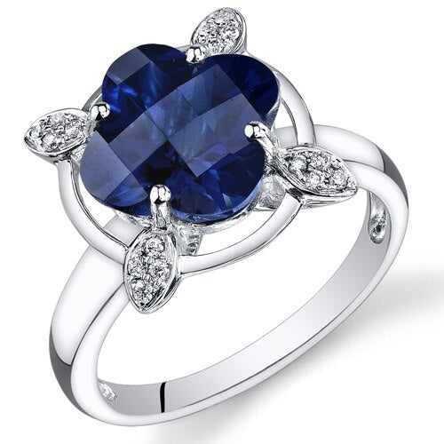 Blue Sapphire Ring 14 Karat White Gold Lily Cut 4.25 Carat