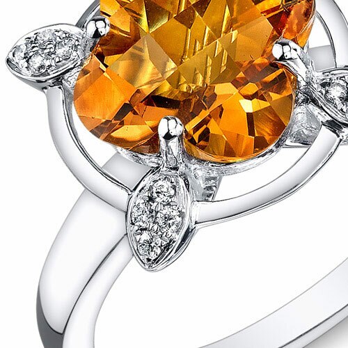 Citrine Ring 14 Karat White Gold Lily Cut 2.9 Carats