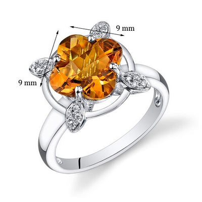 Citrine Ring 14 Karat White Gold Lily Cut 2.9 Carats